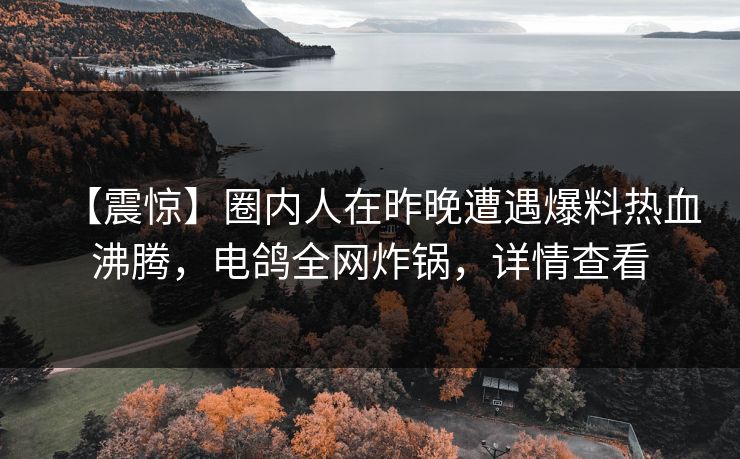 【震惊】圈内人在昨晚遭遇爆料热血沸腾，电鸽全网炸锅，详情查看