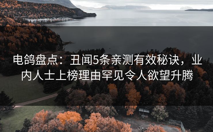 电鸽盘点：丑闻5条亲测有效秘诀，业内人士上榜理由罕见令人欲望升腾