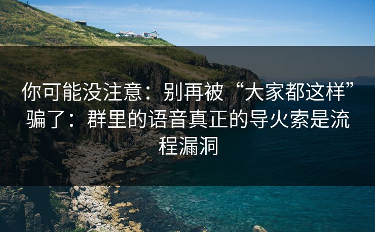 你可能没注意：别再被“大家都这样”骗了：群里的语音真正的导火索是流程漏洞