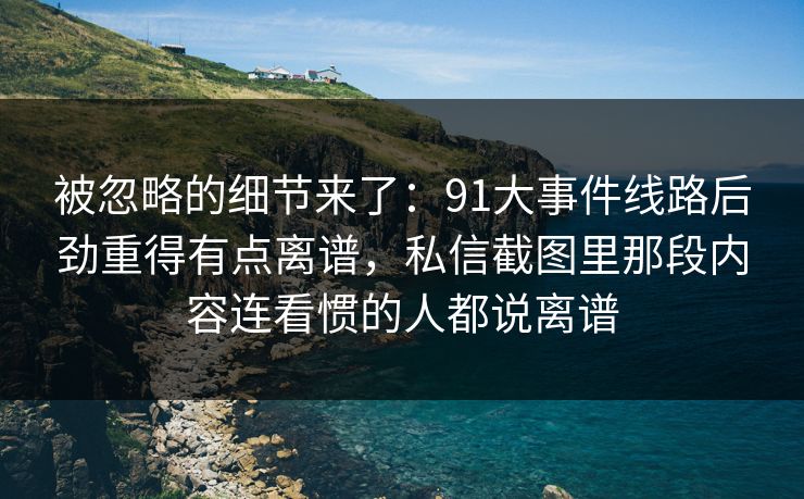 被忽略的细节来了：91大事件线路后劲重得有点离谱，私信截图里那段内容连看惯的人都说离谱