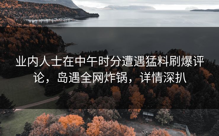 业内人士在中午时分遭遇猛料刷爆评论，岛遇全网炸锅，详情深扒